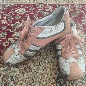 Diesel Pink and White Cracked Leather Sneaker Trainers